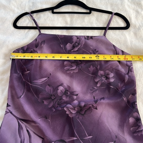 ⭐️ DBY vtg 80s purple floral strap spaghetti strap slip midi dress women jr 11 - Picture 7 of 15